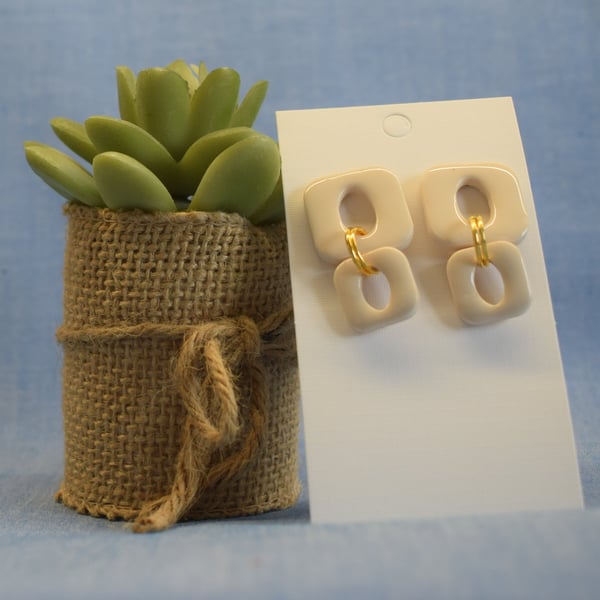 Modern Linked Square Earrings