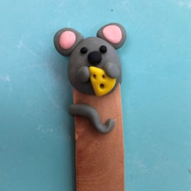 Greedy Mouse With Cheese polymer clay bookmark - free postage within UK