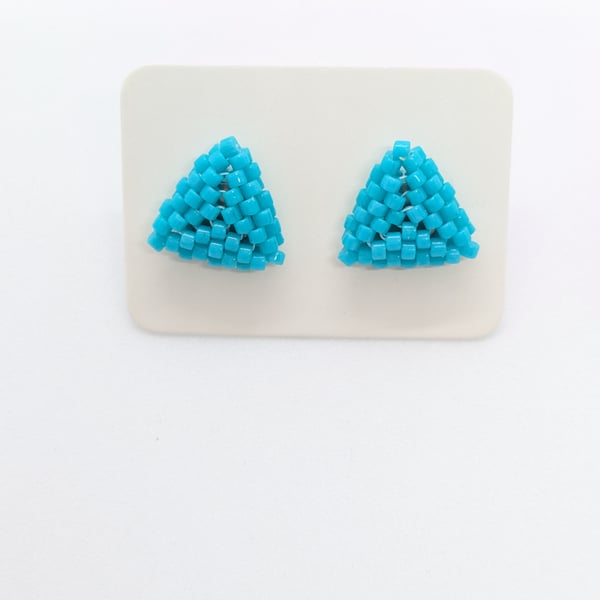 Triangle Stud Earrings - Turquoise