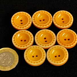 Vintage Orange Buttons: Orange ‘Pie Crust’ Décor 8x 20mm