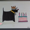 Scottie Dog with Pink Birthday Cake Birthday Card