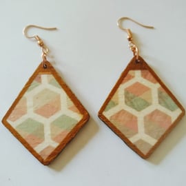 Geometric wood earrings