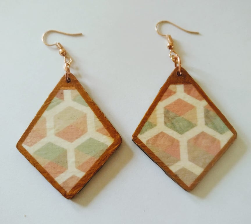 Geometric wood earrings