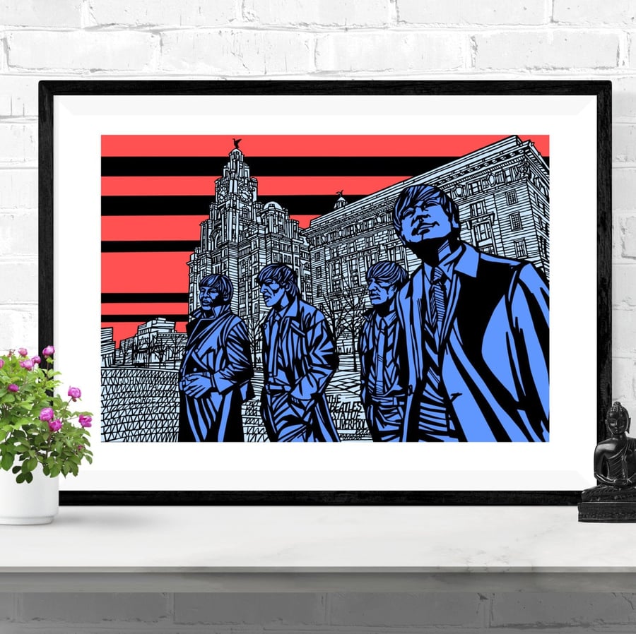The Beatles Statue Pop Art Print Liverpool - Fab Four Art, The Beatles Liverpool