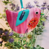 Fused Glass Raspberry Pink Bird