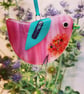 Fused Glass Raspberry Pink Bird - Image 1