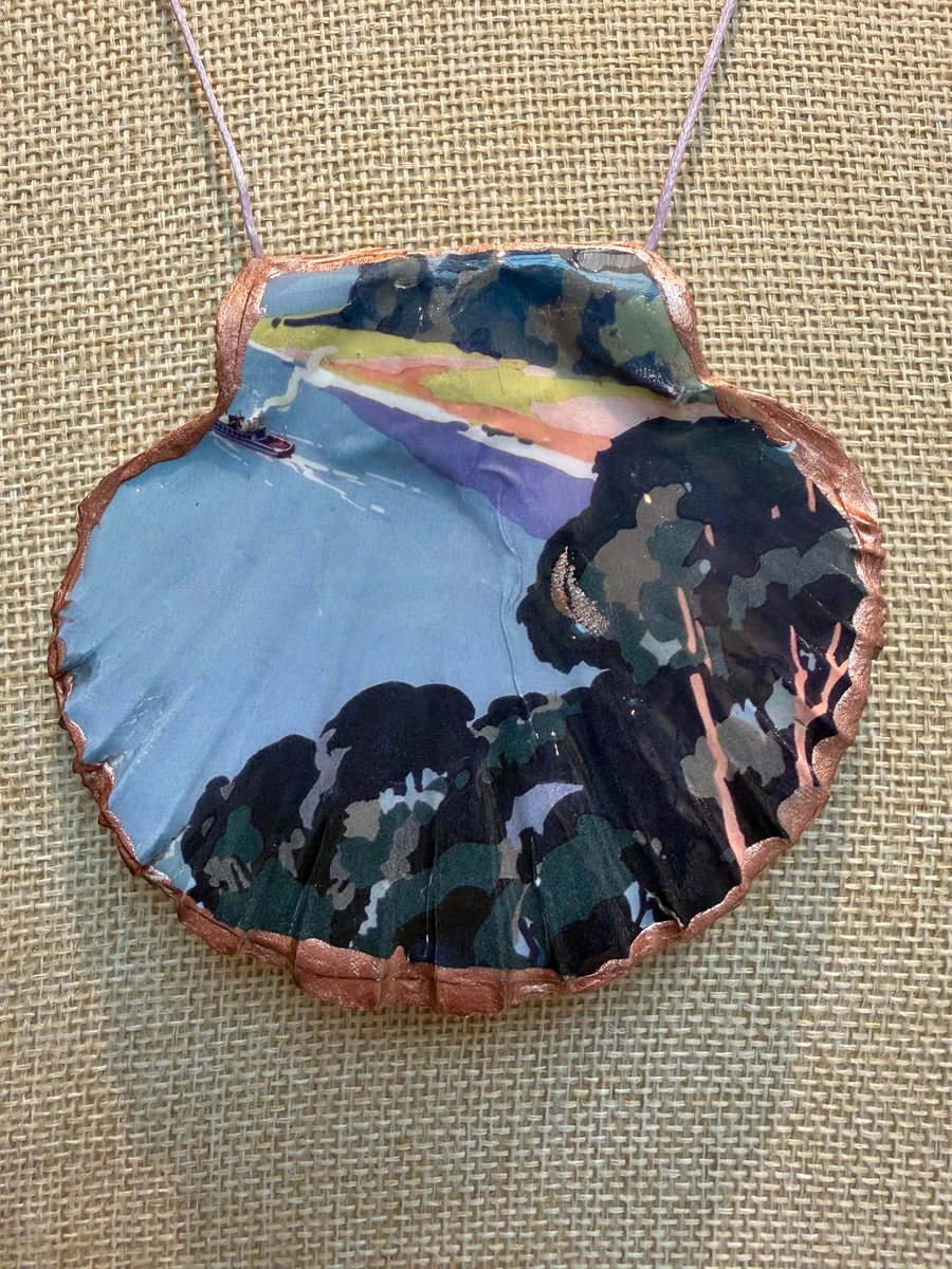 Vintage railway poster the Lake District shell necklace 