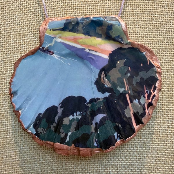 Vintage railway poster the Lake District shell necklace 