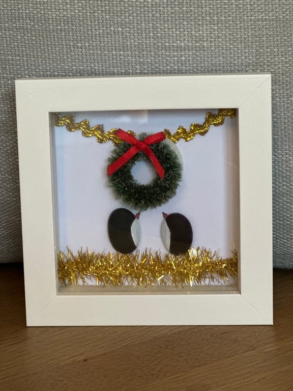 Christmas penguin pebble art