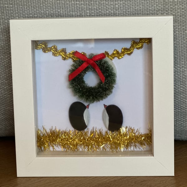 Christmas penguin pebble art