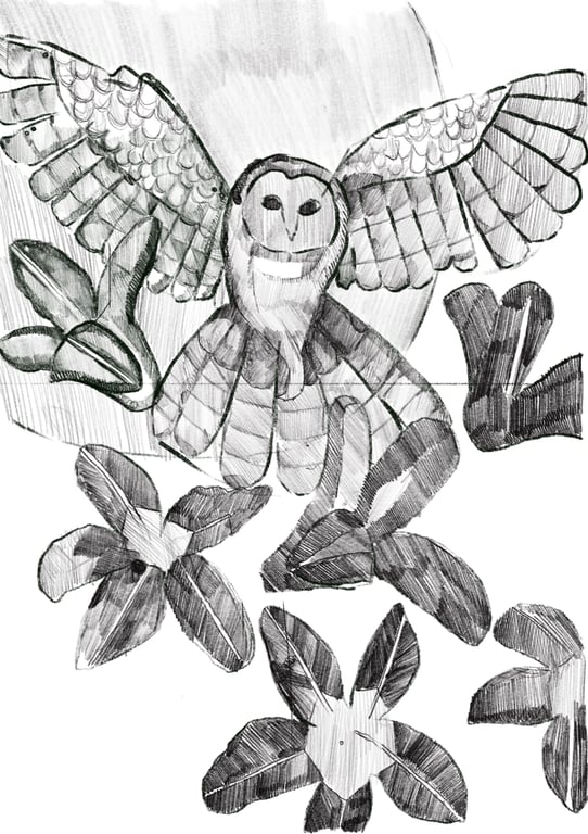 A6 postcard of an owl