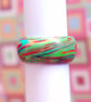 Fancy Marbled Emerald and Golds Ring - Handmade - Size S - Image 1
