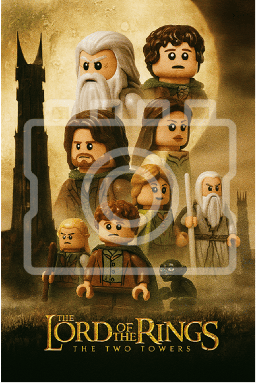 LORD OF THE RINGS: TWO TOWERS - LEGO-Inspired A4 Movie Poster - Ready to Frame