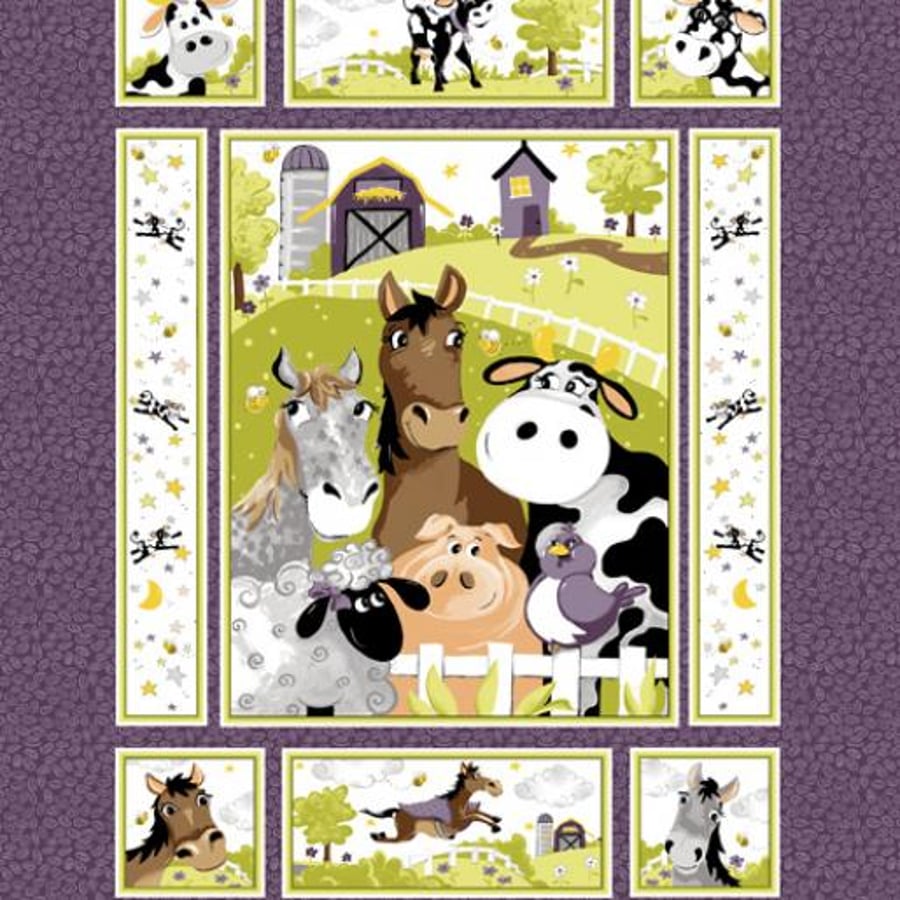 Barnyard Buddies panel by Suzybee - Hamil Textiles