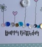 Birthday Card - Flowers, Hearts and Sequins - Turquoise and Pink - Image 4