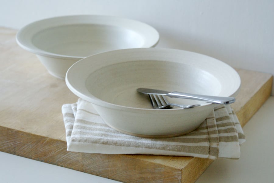 Made to order - Set of four pottery pasta bowls glazed in your choice of colour