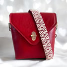 Handcrafted Red Leather Crossbody Bag - Leather Handbag - Mother's Day Gift