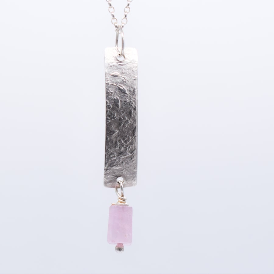Kunzite and Sterling Silver Pendant Handmade 