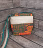 Upcycled Coffee Sack - Mini Shoulder Bag - Green and orange pattern - Image 3