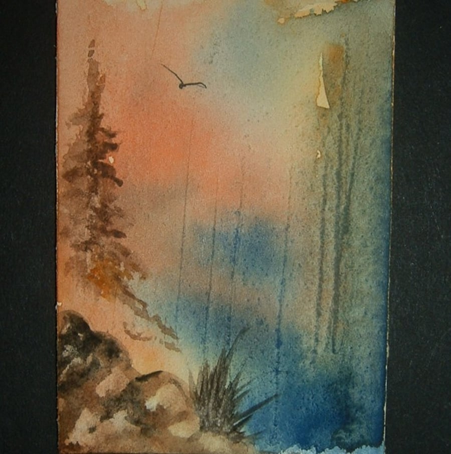 aceo art painting watercolour landscape ref 329