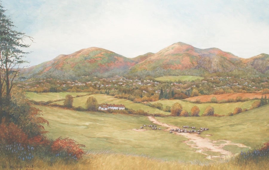 Malvern Hills from Powick . Signed Special Edition Print 