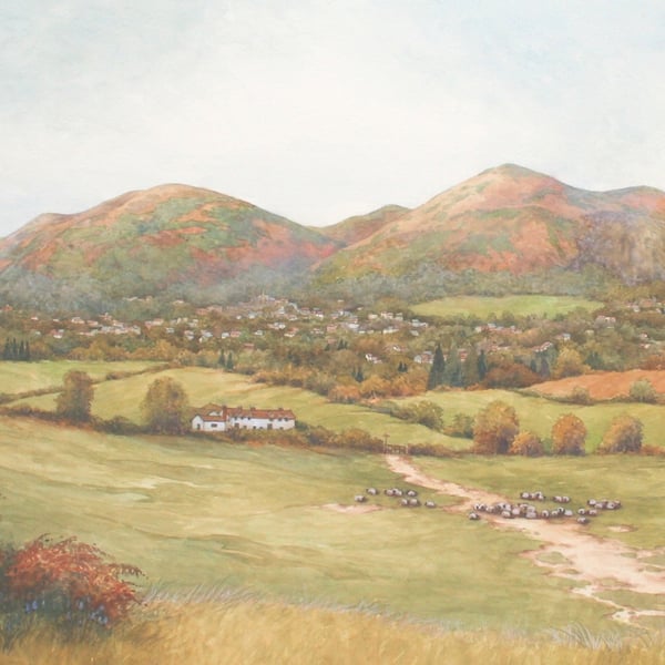 Malvern Hills from Powick . Signed Special Edition Print 