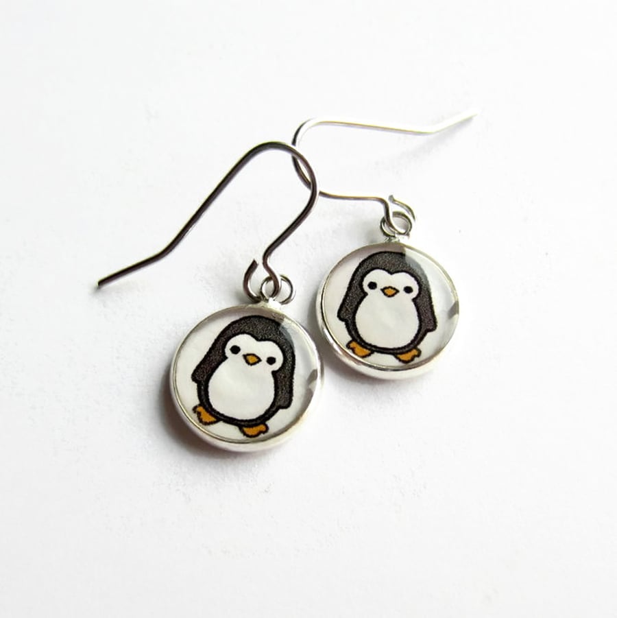 Cute Penguin Resin Drop Earrings