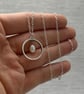 Rice Pearl Hoop Pendant on 18" Trace Chain - Handmade - Image 5