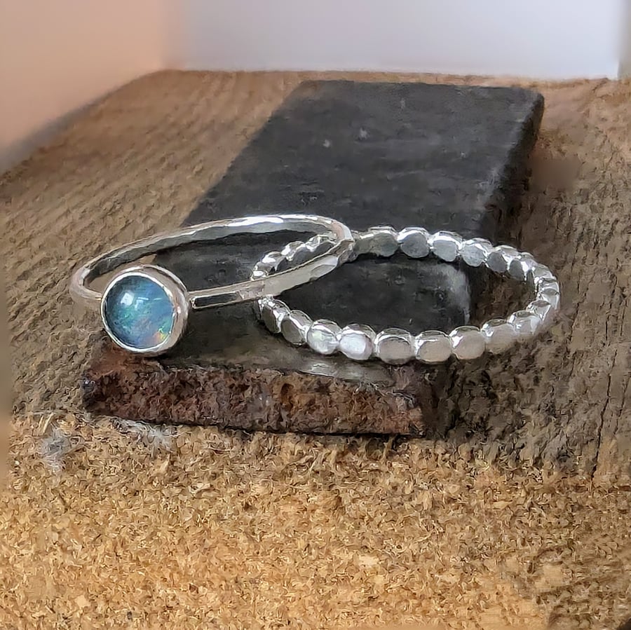 Recycled HANDMADE Sterling Silver Opal rings