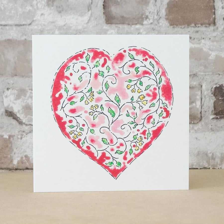 Valentine's Flower Heart Card 