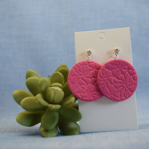 Embossed Floral Disc Earrings
