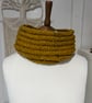 Mustard Tweed type acrylic yarn cowl Handknitted 66cms x 13cms