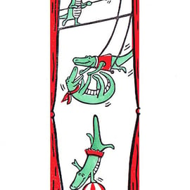 Lino Print - Acrobatic Alligators