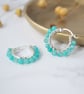 Amazonite Silver Hoop Earrings - Wire Wrapped Gemstone Earrings