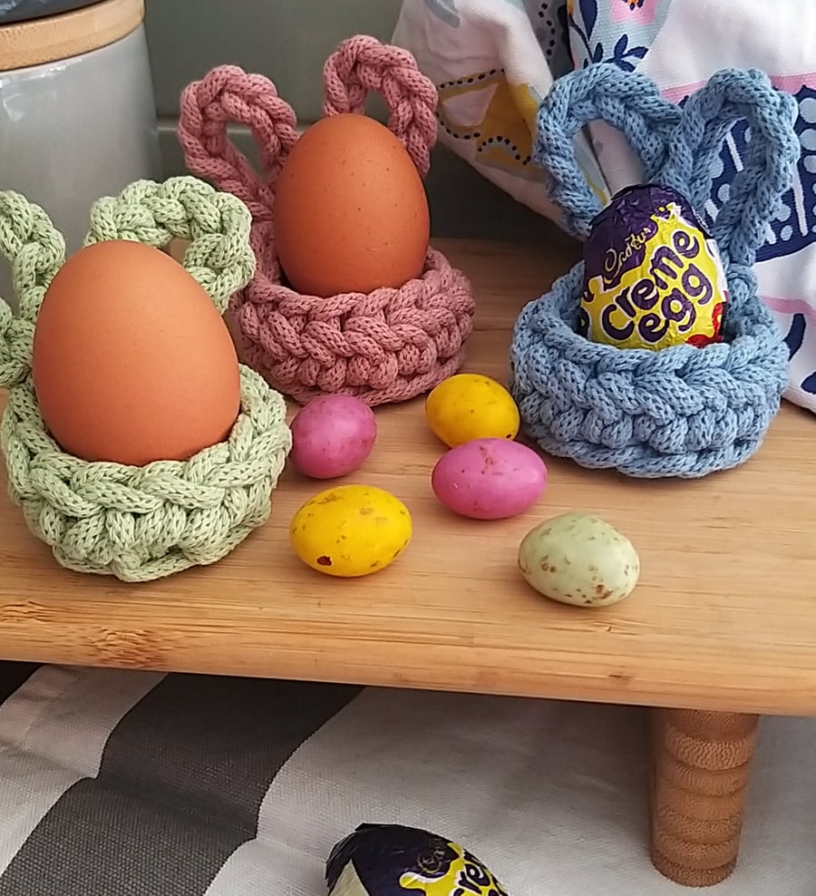 Crochet Bunny Ears Egg Cup  Egg Holder Basket