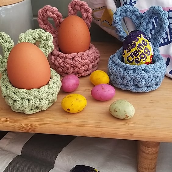 Crochet Bunny Ears Egg Cup  Egg Holder Basket
