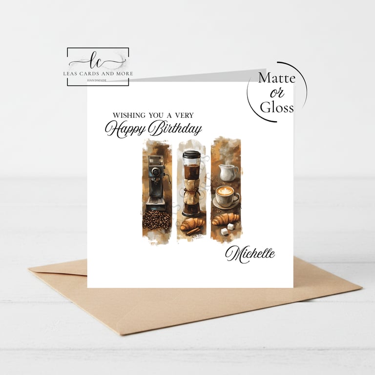 Coffee Theme Happy Birthday Card