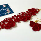 Freestanding Lace Jewellery Set - bracelet and matching earrings 