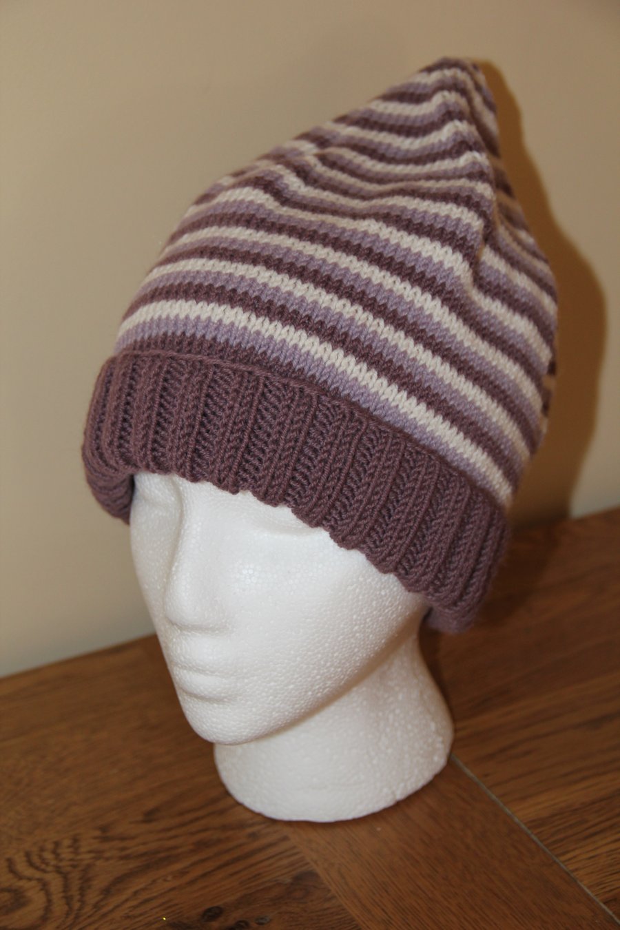 Hand Knitted Alpaca Mix Striped Beanie