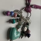 Silver blue pendant - semi precious charm cluster