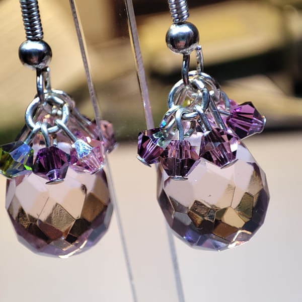 Pink crystal earrings 