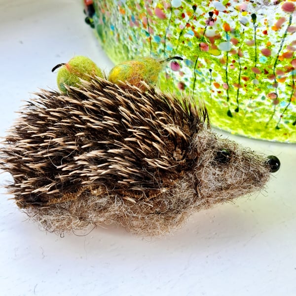 Needle Felted Hedgehog Brooch 