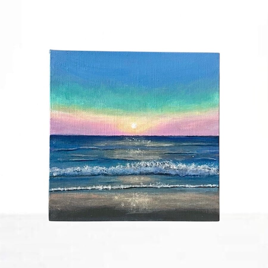 Acrylic on canvas panel original seascape painting