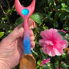 Mermaid Spoon with Blue-Red Textured Design & Lucite Cabochon