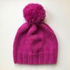 Bobble Hat in Pink Chunky Yarn 