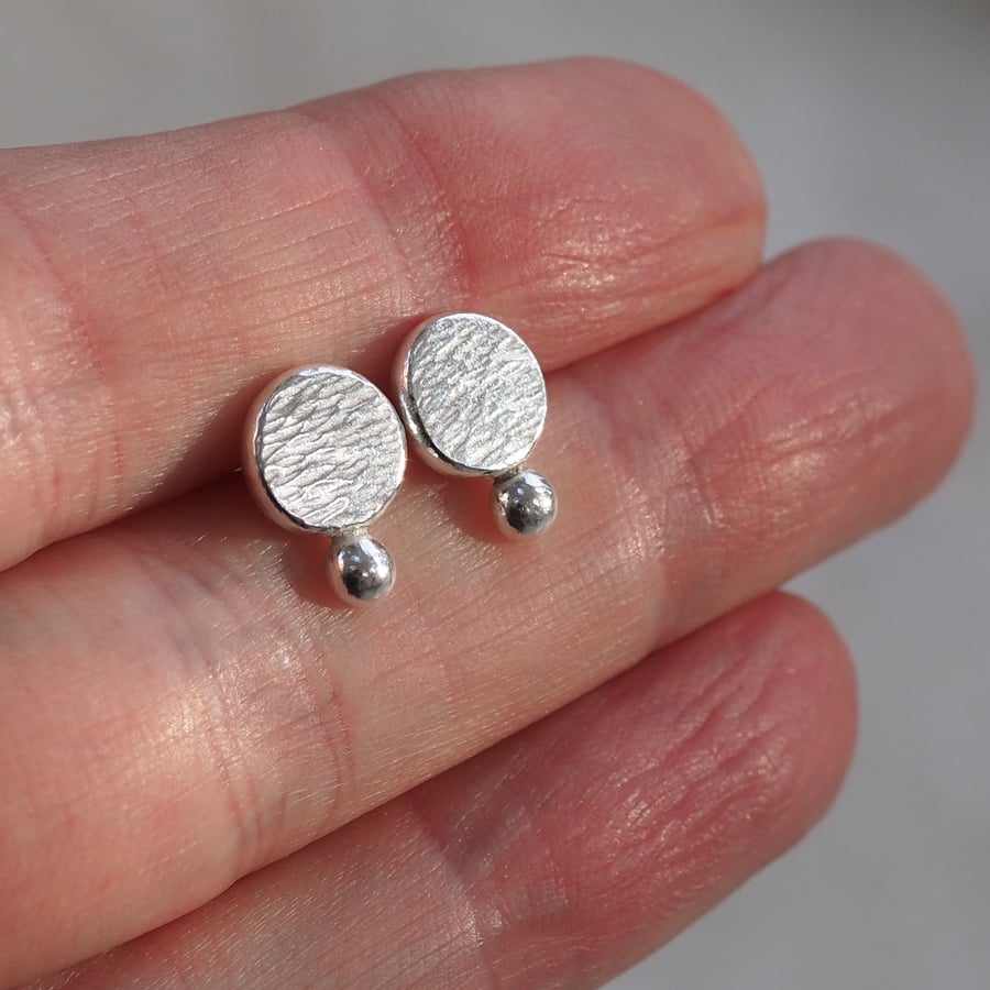 Studs, Silver Stud Earrings, Argentium Silver, Recycled Silver Studs, Earrings