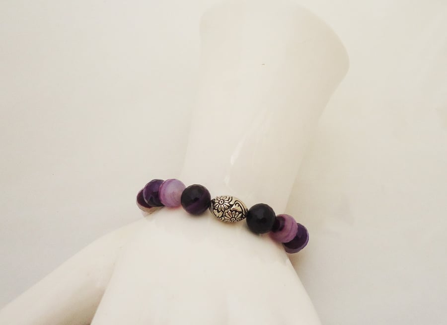 Agate Bracelet, Purple Agate Bracelet, Gemstone Bracelet, Bracelet in Purple