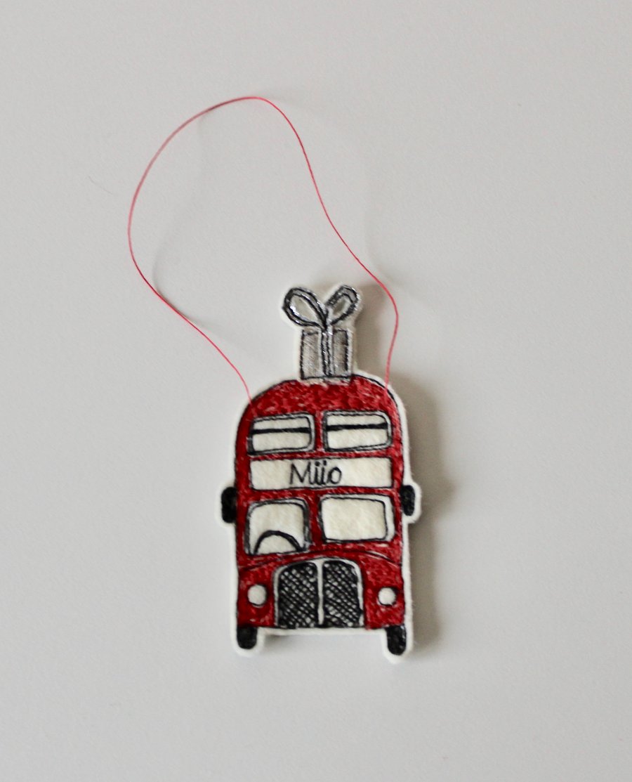Special Order for A. Marks - North Pole Red Bus - Hanging Decoration
