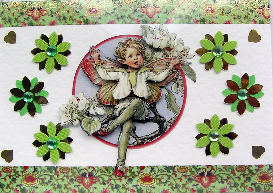 Fairy - Hand Crafted 3D Decoupage Greeting Card - Blank - 2880