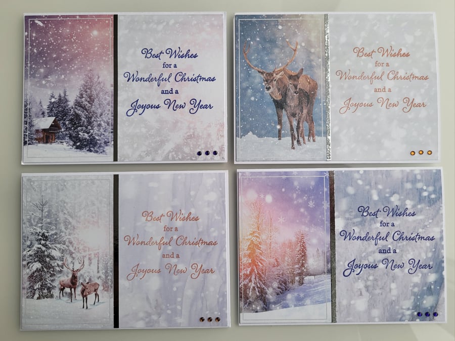 Snowy Forest Multipack Christmas Cards  - Set of 4 Handmade Cards